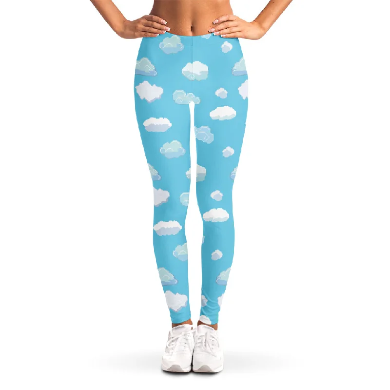 Final Markdown Pixel Cloud Pattern Print Women's Leggings
