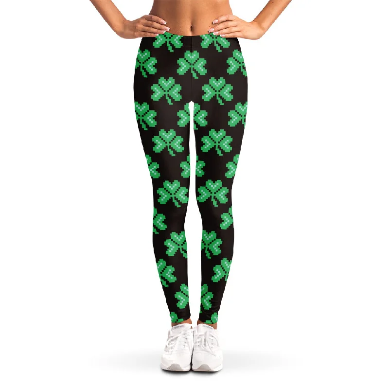 Fantastic Offers Pixel Clover St. Patrick's Day Print Women's Leggings