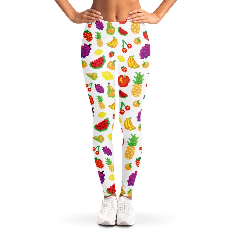 Deep Discounts Pixel Fruits Pattern Print Women's Leggings