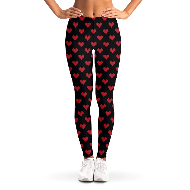 Best Bargains Pixel Heart Pattern Print Women's Leggings