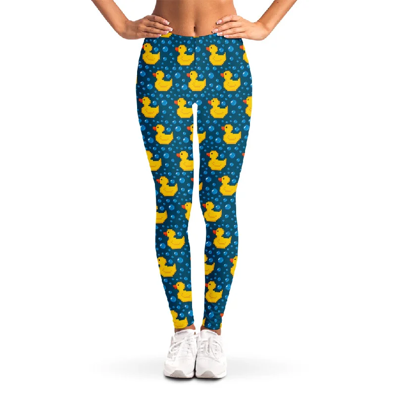 Closeout Pixel Rubber Duck Pattern Print Women's Leggings