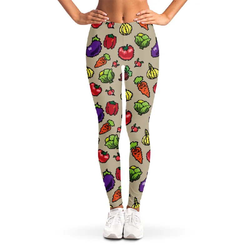 Savings Alert Pixel Vegetables Pattern Print Women's Leggings