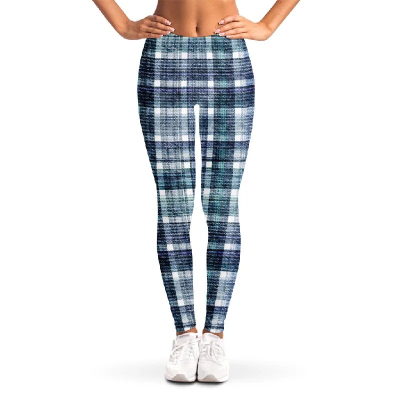 Discount Extravaganza Plaid Denim Jeans Pattern Print Women's Leggings