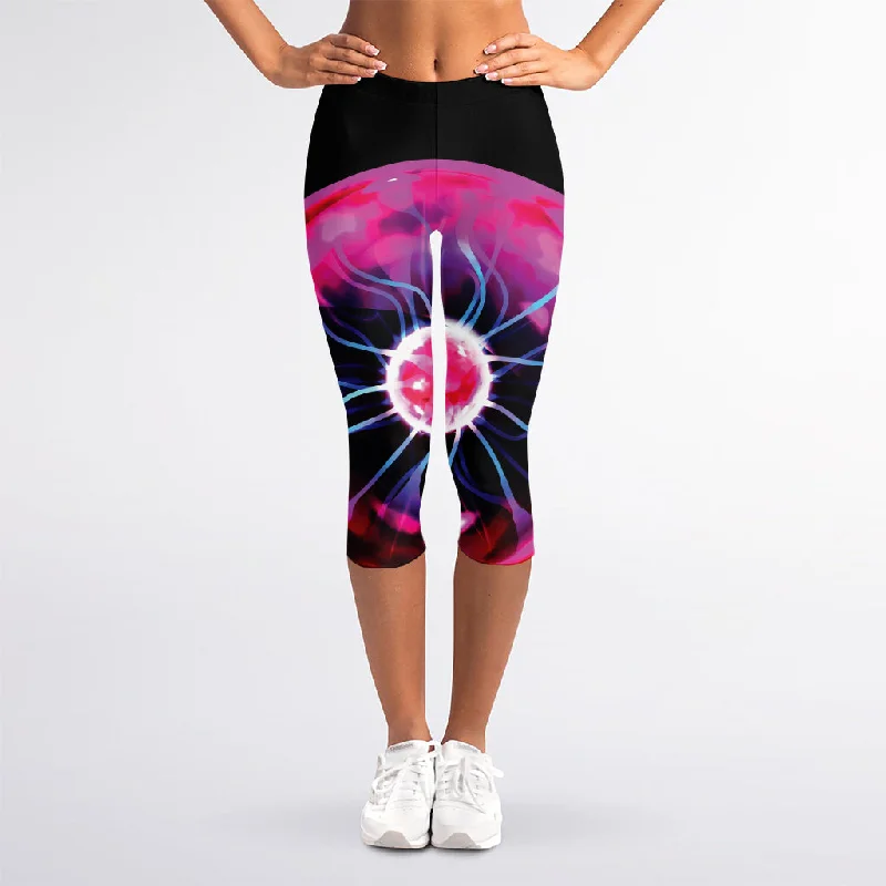 Markdown Madness Plasma Ball Print Women's Capri Leggings