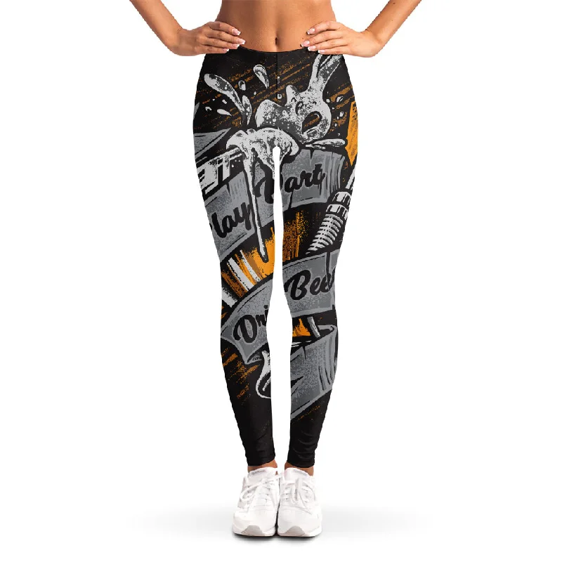 Deal Frenzy Play Dart Drink Beer Print Women's Leggings