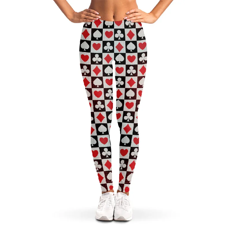 Mega Deal Playing Card Suits Check Pattern Print Women's Leggings