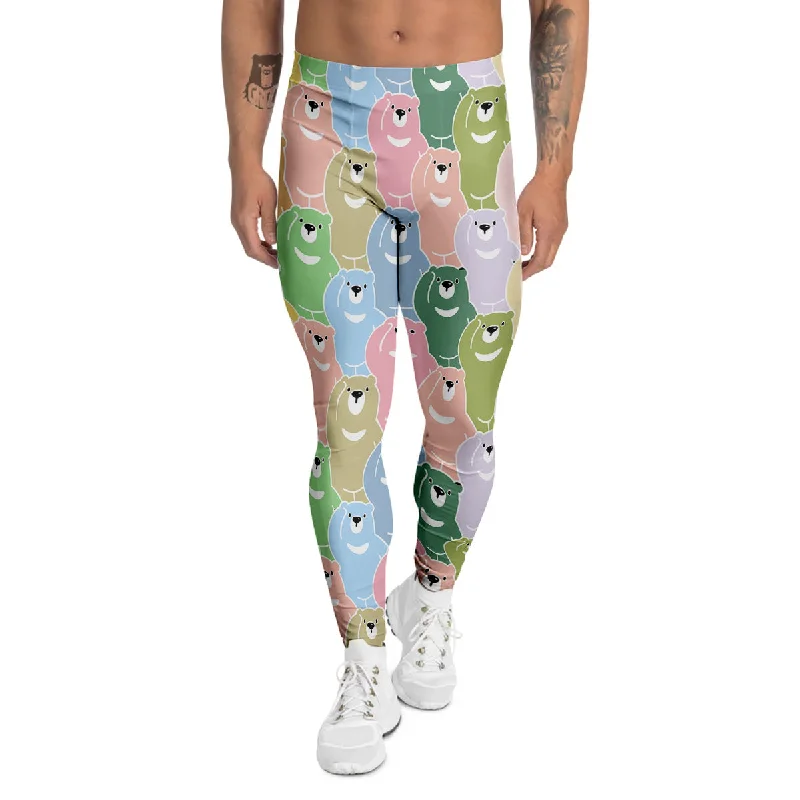 Deal Explosion Polar Bear Pastel Print Pattern Men's Leggings