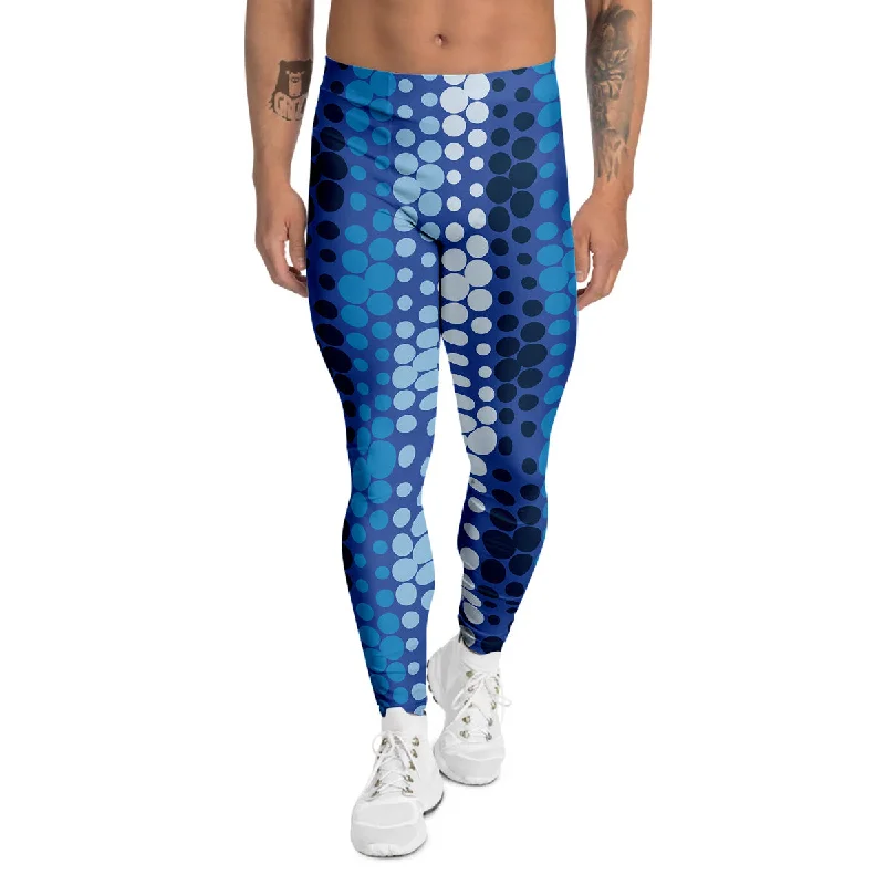 Price Buster Polka Dot Blue Striped Print Pattern Men's Leggings