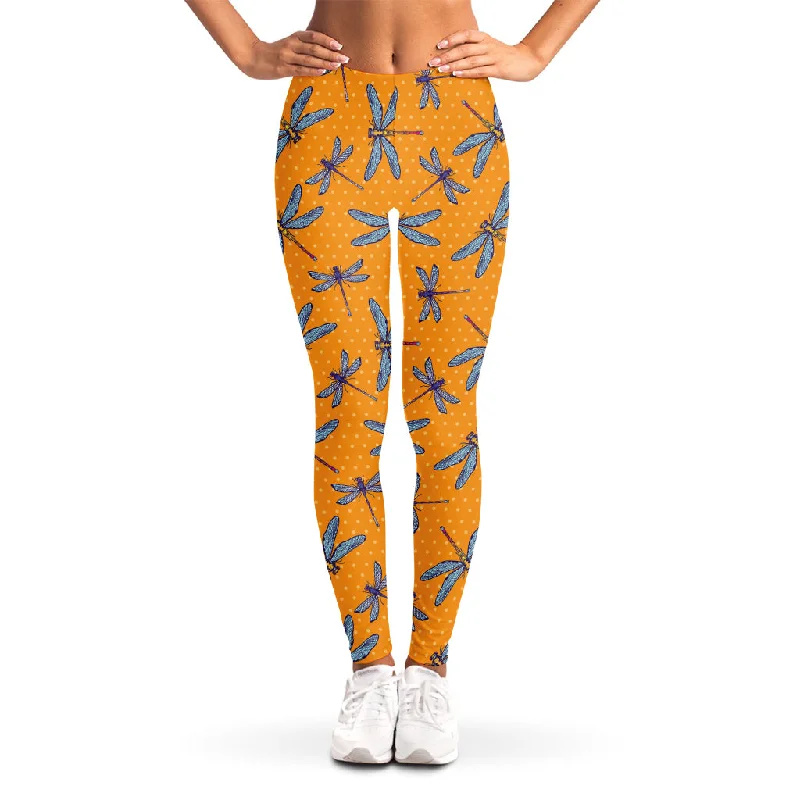 Super Savings Polka Dot Dragonfly Pattern Print Women's Leggings