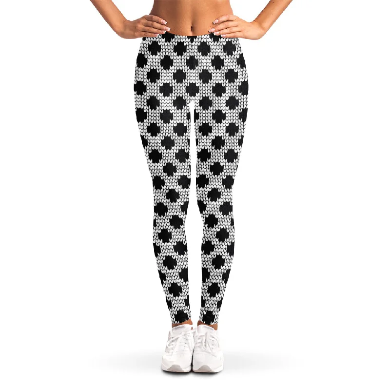 Clearance Event Polka Dot Knitted Pattern Print Women's Leggings