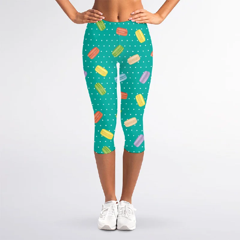 Low Prices Polka Dot Macaron Pattern Print Women's Capri Leggings