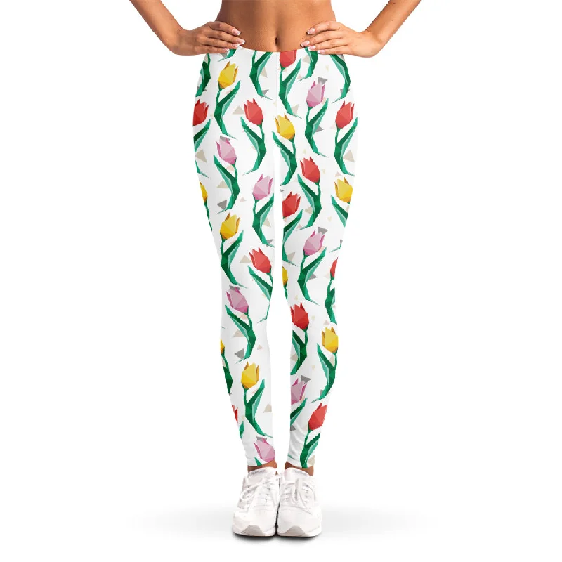 Limited Stock Polygon Tulip Pattern Print Women's Leggings