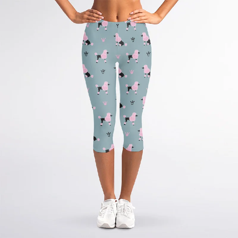 Special Savings Poodle And Crown Pattern Print Women's Capri Leggings