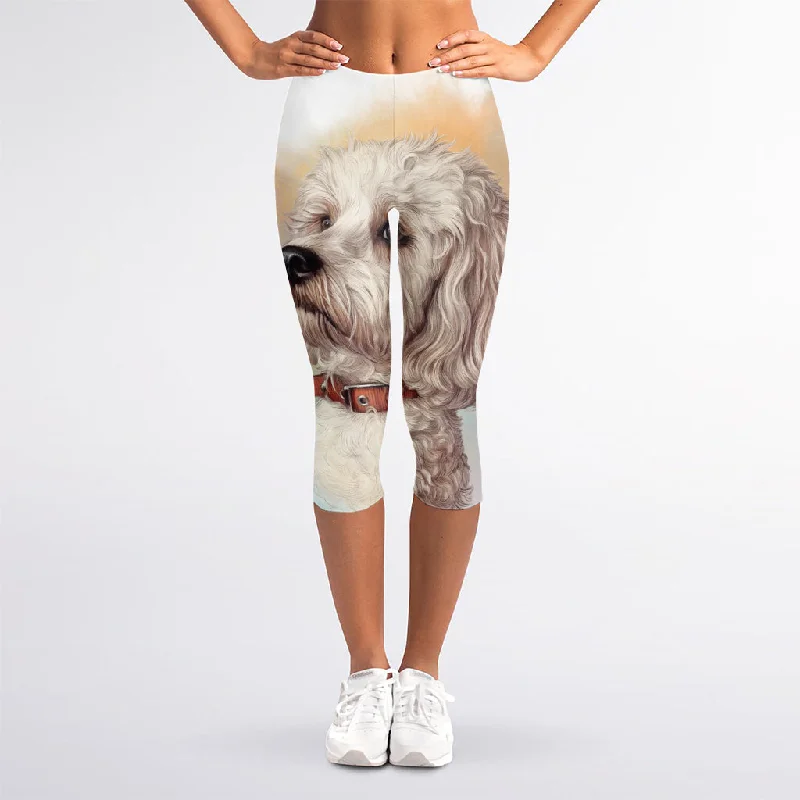 Lowest Prices Poodle Portrait Print Women's Capri Leggings