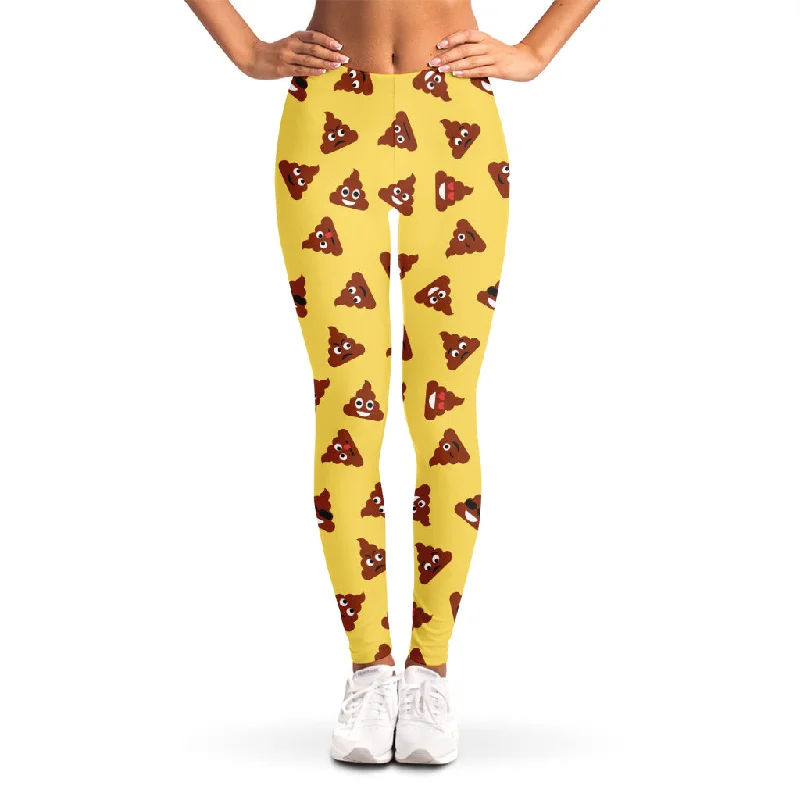 Super Bargain Poop Emoji Pattern Print Women's Leggings