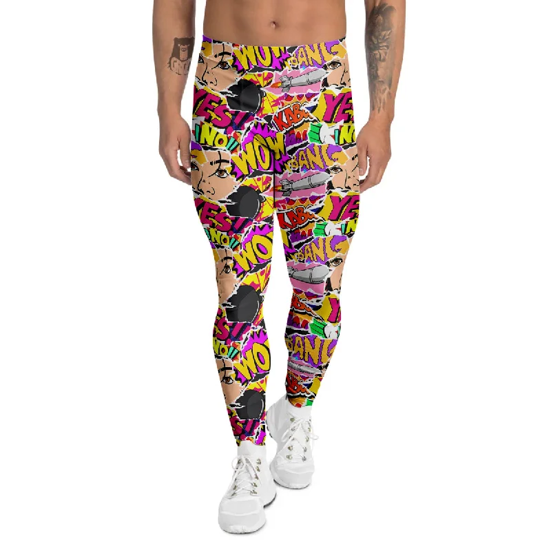 Price Blitz Pop Art Comics Print Pattern Men's Leggings