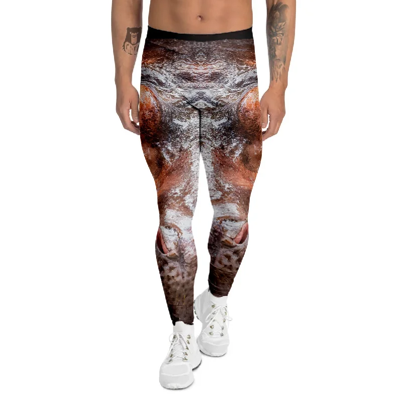 Doorbuster Deal Portrait Hippo Print Men's Leggings