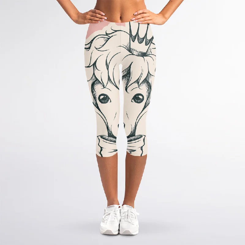 Sale Event Princess Poodle Print Women's Capri Leggings