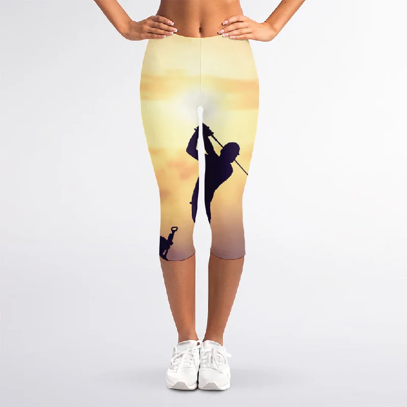 Instant Discount Pro Golf Swing Print Women's Capri Leggings