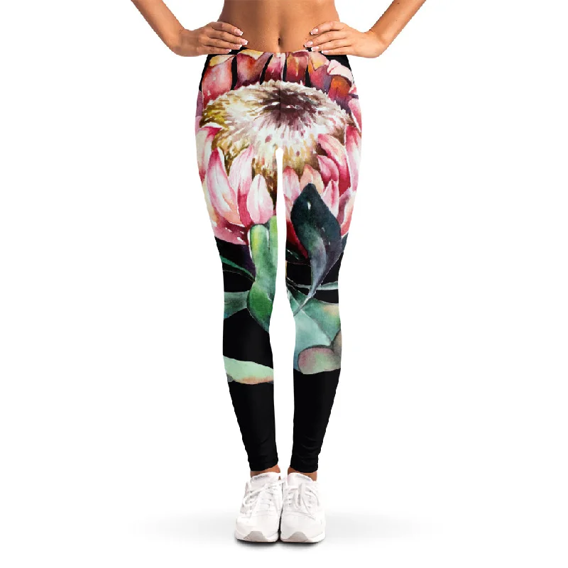 Final Markdown Protea Flower Print Women's Leggings