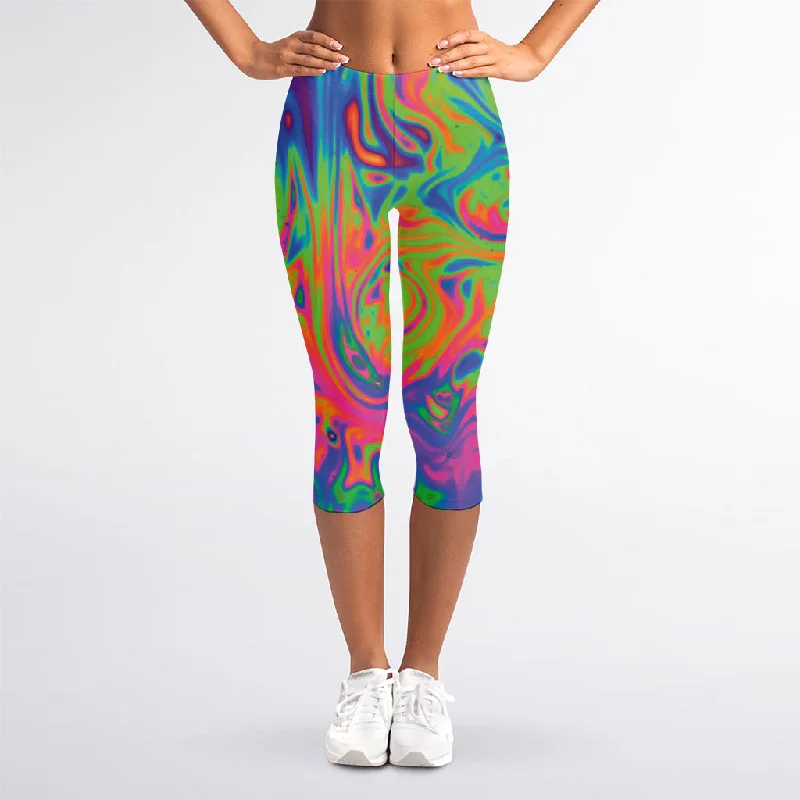 Markdowns Psychedelic Bubble Print Women's Capri Leggings