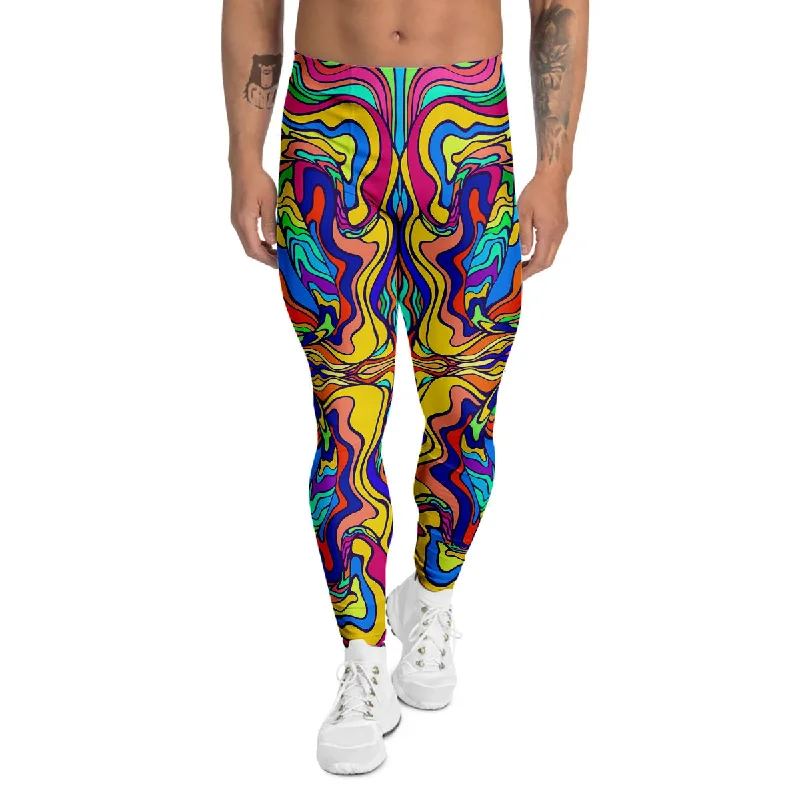 Best Seller Psychedelic Colorful Fractal Mirror Print Men's Leggings