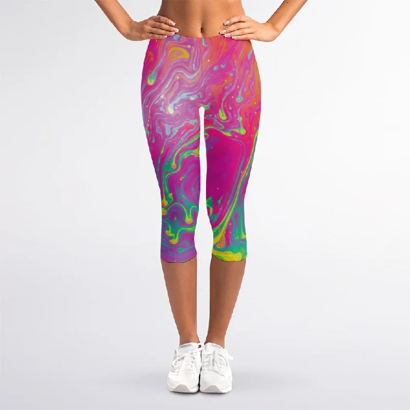 Final Markdown Psychedelic Formed Print Women's Capri Leggings