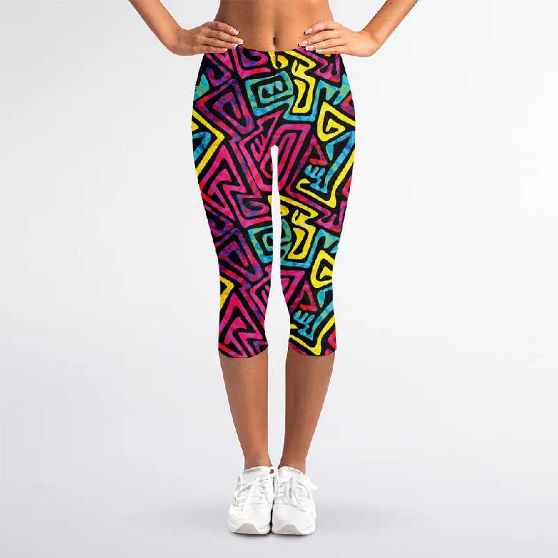 Epic Deals Psychedelic Funky Pattern Print Women's Capri Leggings