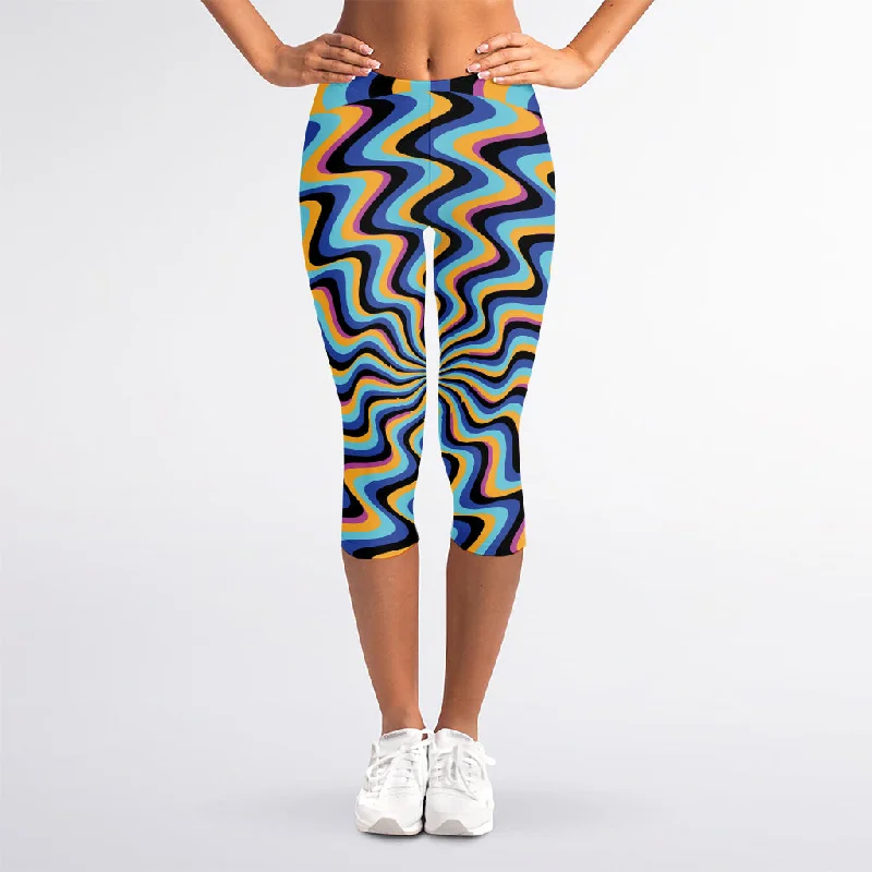 Buy Now Psychedelic Illusory Motion Print Women's Capri Leggings