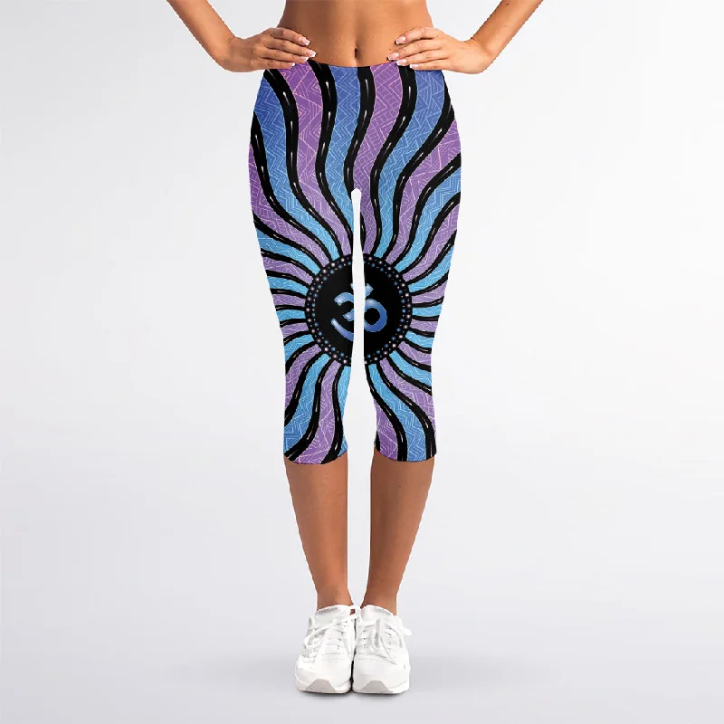 Savings Bonanza Psychedelic Om Print Women's Capri Leggings