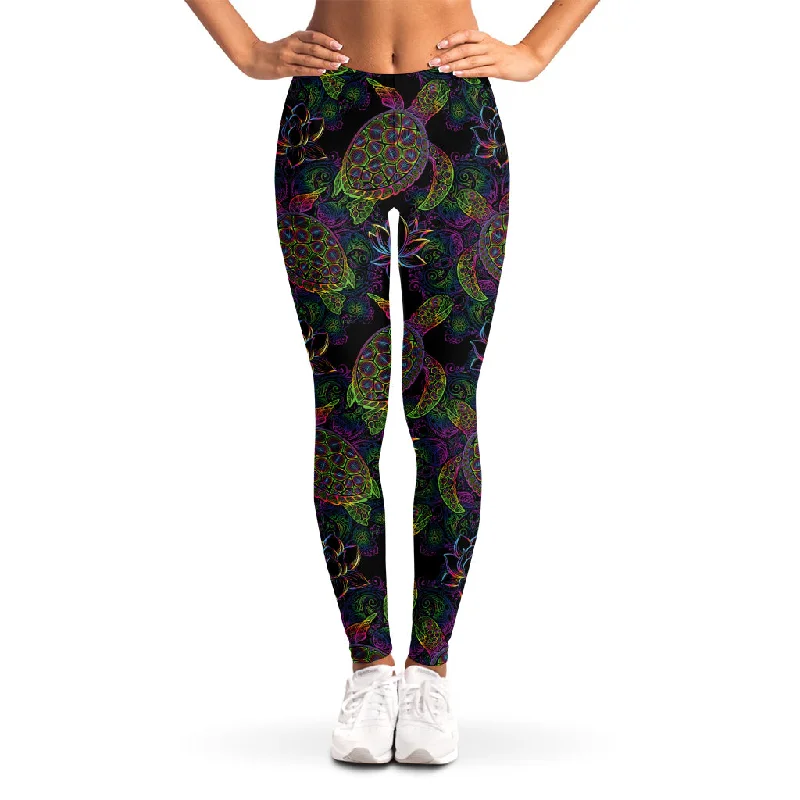 Super Deal Psychedelic Sea Turtle Pattern Print Women's Leggings