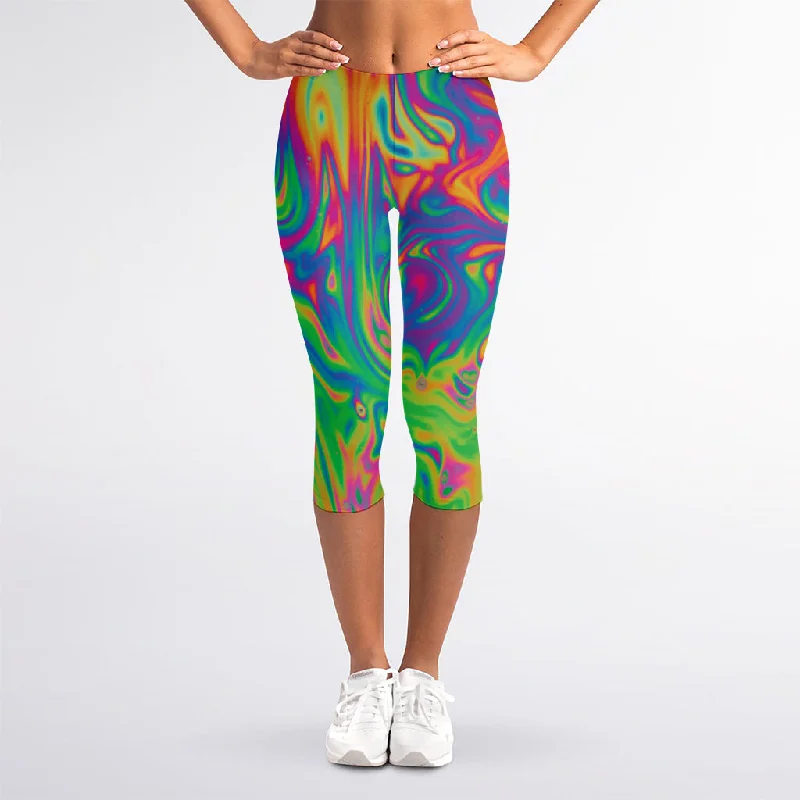 Warehouse Sale Psychedelic Surface Print Women's Capri Leggings