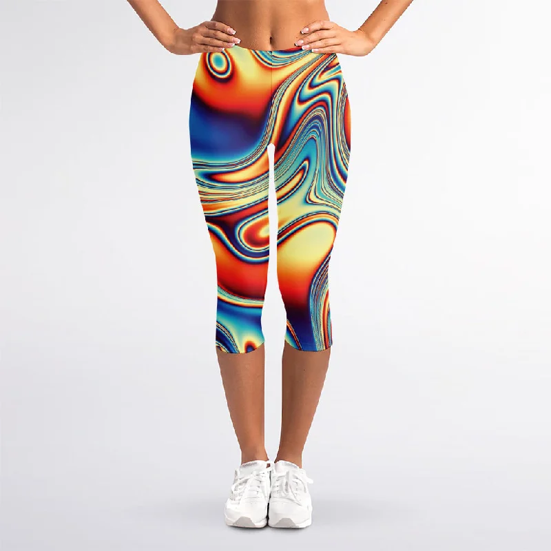 Limited Time Discount Psychedelic Wave Print Women's Capri Leggings