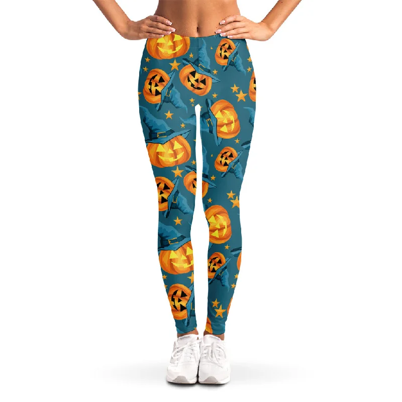 Quick Sale Pumpkin With Witch Hat Pattern Print Women's Leggings