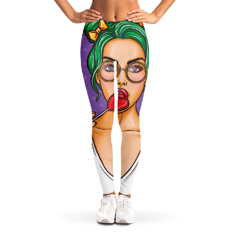 Price Reduction Punk Girl And Lollipop Print Women's Leggings