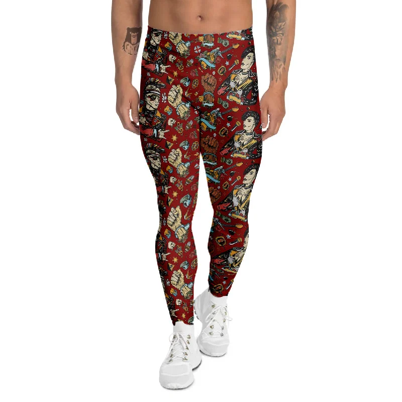 New Markdowns Punk Girl Lifestyle Tattoo Print Pattern Men's Leggings