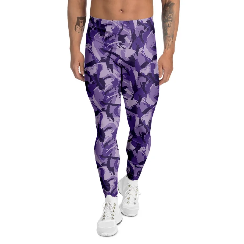 Limited Availability Purple Abstract Color Paint Print Men's Leggings