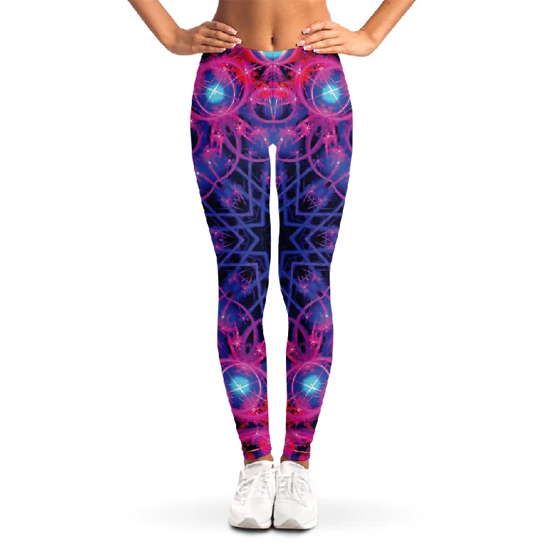 Savings Spectacular Purple And Blue Light Mandala Print Women's Leggings