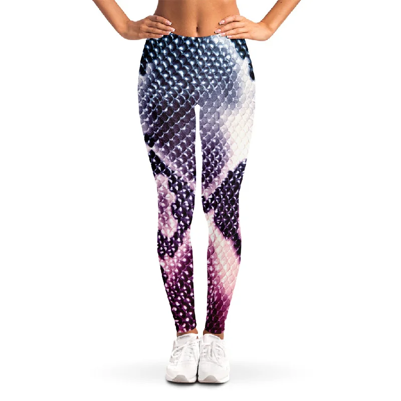 Closeout Sale Purple And Blue Snakeskin Print Women's Leggings