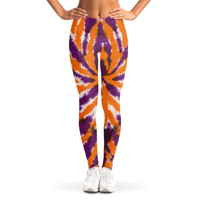 Price Drop Purple And Orange Spider Tie Dye Print Women's Leggings