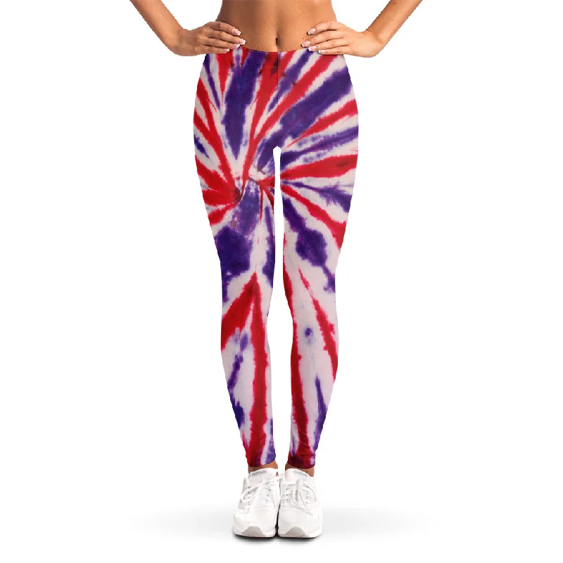 Friends and Family Sale Purple And Red Spider Tie Dye Print Women's Leggings