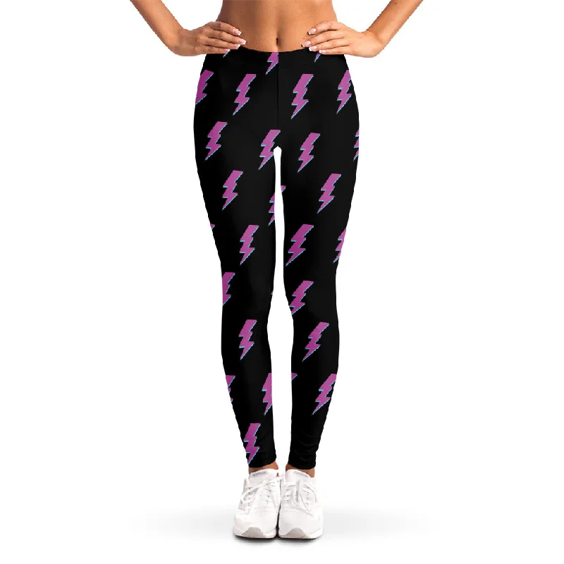 Last Chance Purple And Teal Lightning Pattern Print Women's Leggings