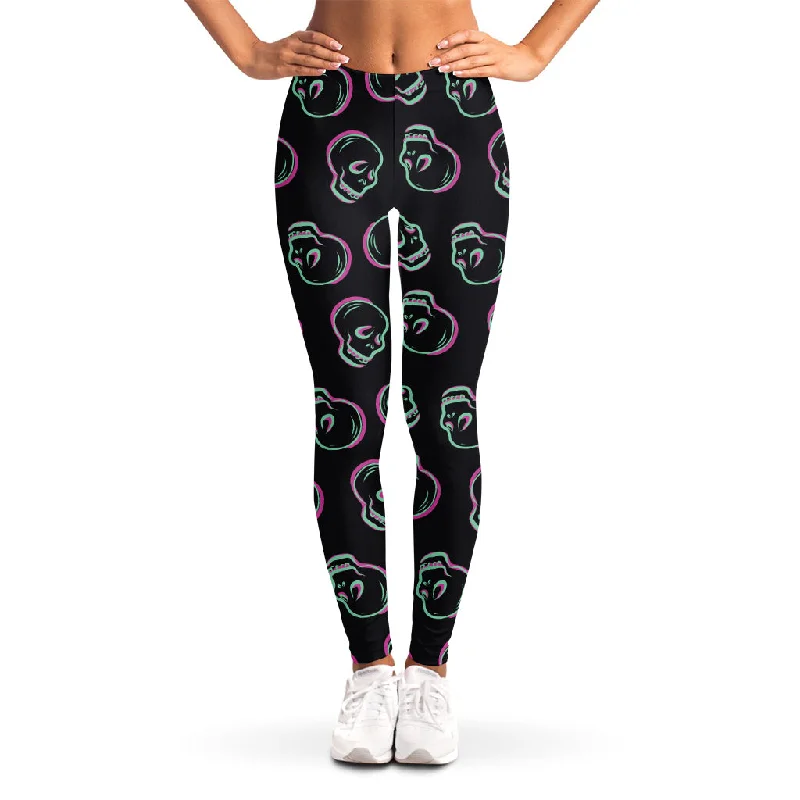 Today Only Purple And Teal Skull Pattern Print Women's Leggings