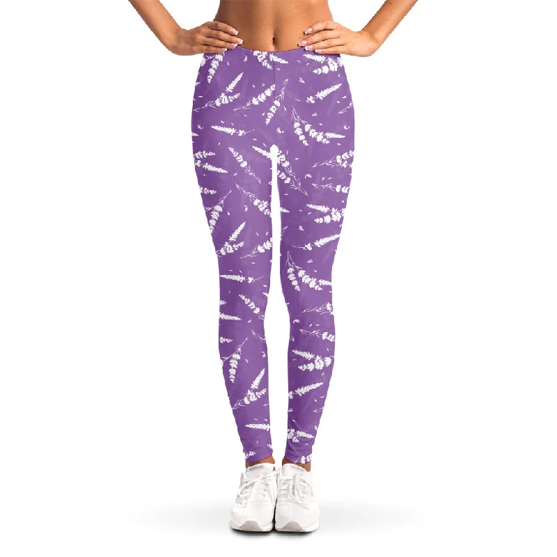 Sale Event Purple And White Lavender Pattern Print Women's Leggings