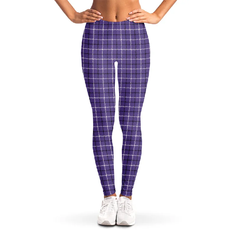 Lowest Price Purple And White Tattersall Print Women's Leggings
