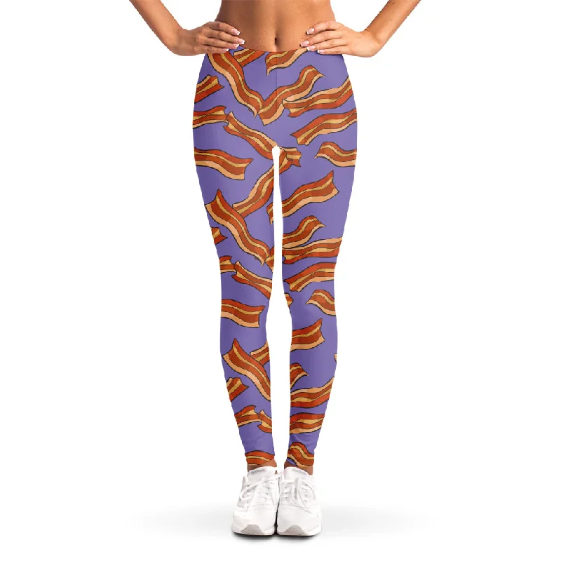 Epic Deals Purple Bacon Pattern Print Women's Leggings