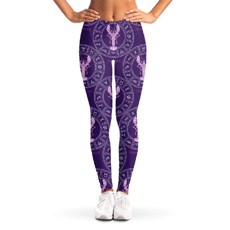 Buy Now Purple Cancer Zodiac Pattern Print Women's Leggings