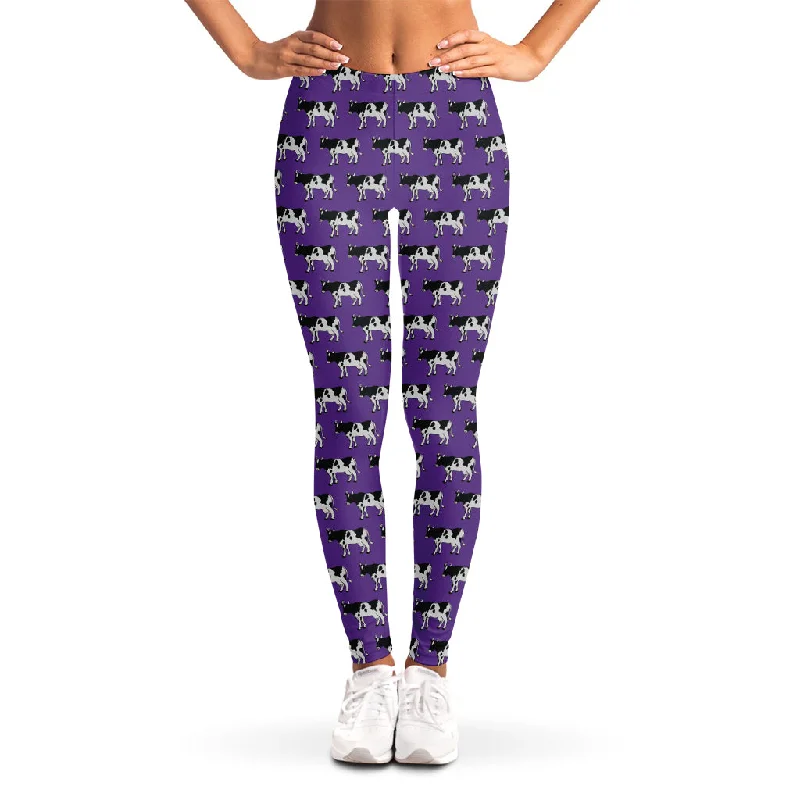 Must-Have Deals Purple Cow Pattern Print Women's Leggings