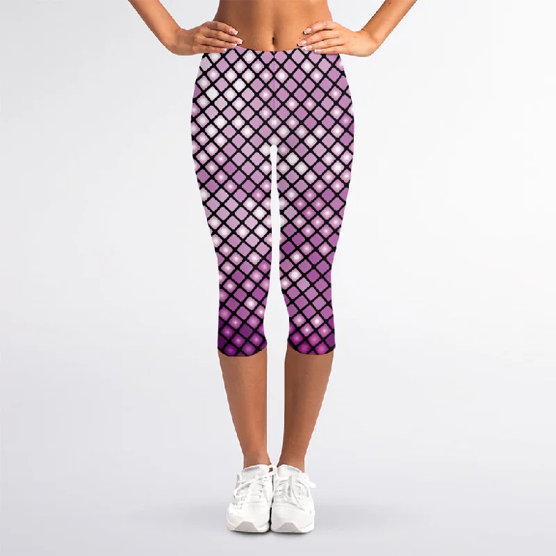Savings Galore Purple Disco Lights Pattern Print Women's Capri Leggings