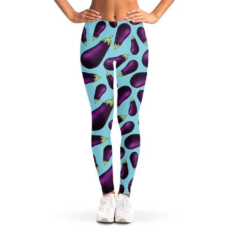 Crazy Savings Purple Eggplant Pattern Print Women's Leggings